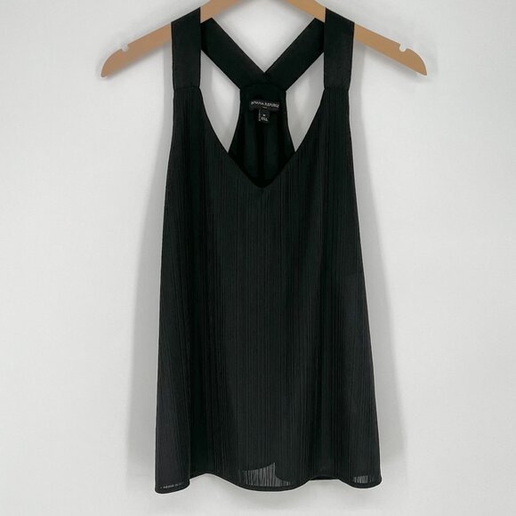 Banana Republic Womens Textured Sleeveless Top Size M Black Crisscross Back - Picture 1 of 6
